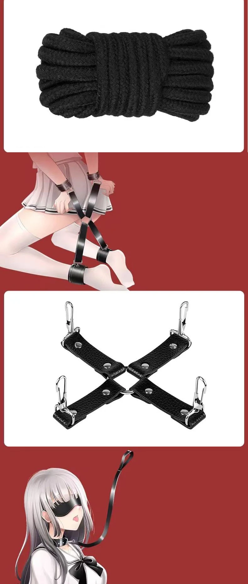 Adult SM Sex Toy Kits Bondage Gear BDSM Sex Game for Couples Erotic Blindfold Whip leather restraint Game Sexual toy Adult SM Sex Toy Kits Bondage Gear BDSM Sex Game for Couples Erotic Blindfold Whip leather restraint Game Sexual toy