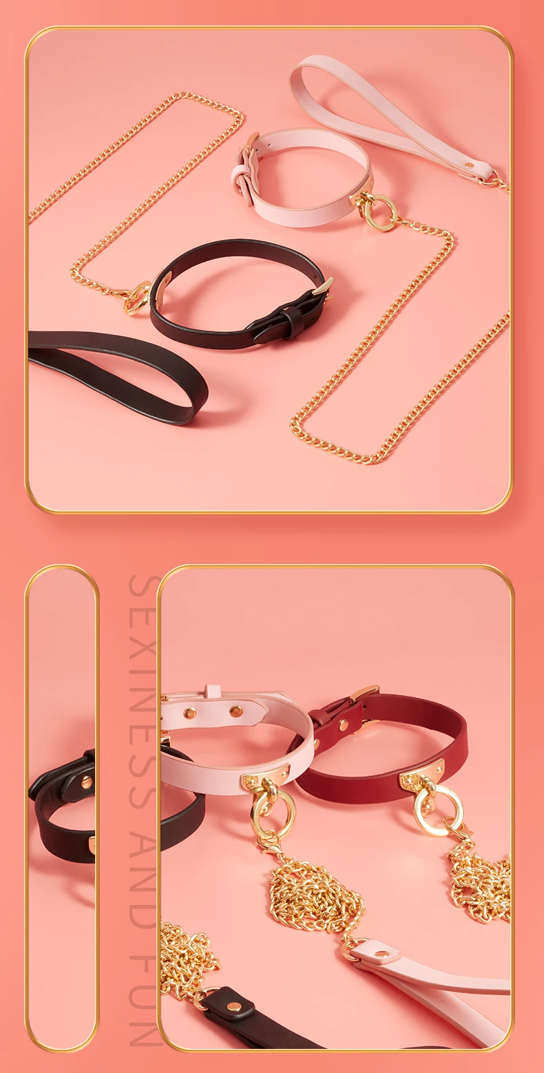 1Pcs, BDSM chain leather collars, flirting games, role playing, couple sex toys