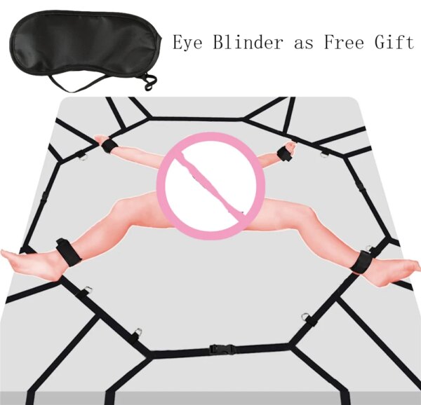 Sex Bed Restraint BDSM Bondage Restraint System Sex Play Couples Games Nylon Handcuffs Ankle Cuffs Under Sextoy Sexual Accessory
