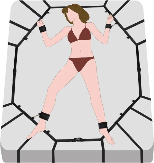 Sex Bed Restraint BDSM Bondage Restraint System Sex Play Couples Games Nylon Handcuffs Ankle Cuffs Under Sextoy Sexual Accessory