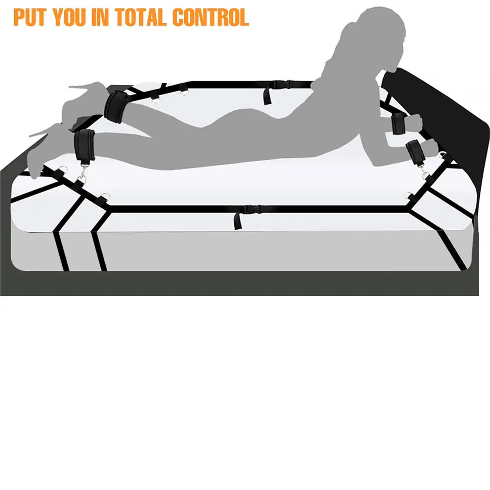 Sex Bed Restraint BDSM Bondage Restraint System Sex Play Couples Games Nylon Handcuffs Ankle Cuffs Under Sextoy Sexual Accessory