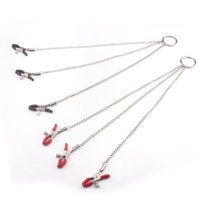 BDSM Leather Choker Collar With Nipple Breast Clamp Clip Chain Couple Slaves Adult Sex Toys Butterfly Style For Couples Games