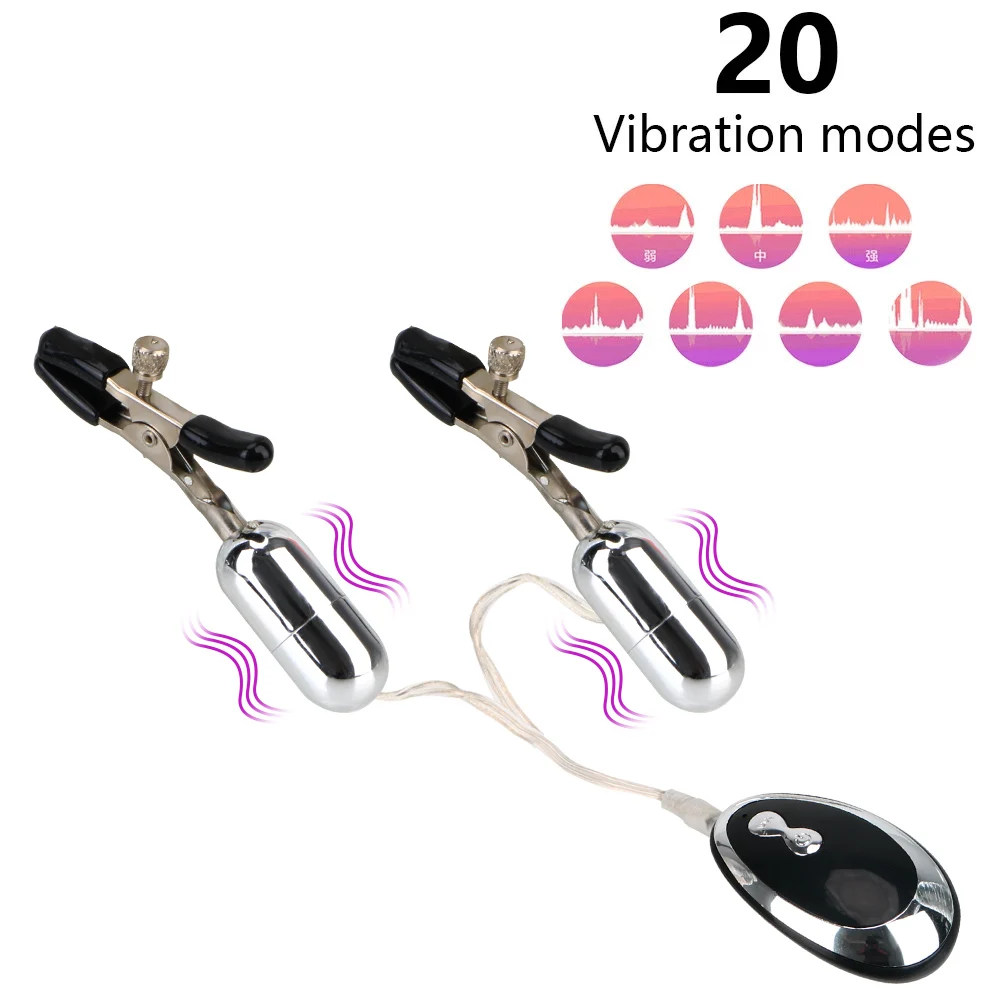 20 Modes Vibration Women Nipple Clamps Vibrators Clitoris Clips Sex Toys For Couples Tools Adults Games Products Bondage Sets