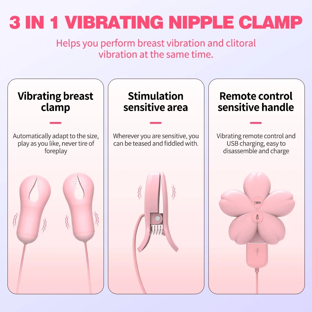 3 In 1 Nipple Clamps Vibrators For Women Clitoris Stimulator Breast Clips Couple Tool Sex Toys Adult Games Flirt Machine Erotic 3 In 1 Nipple Clamps Vibrators For Women Clitoris Stimulator Breast Clips Couple Tool Sex Toys Adult Games Flirt Machine Erotic