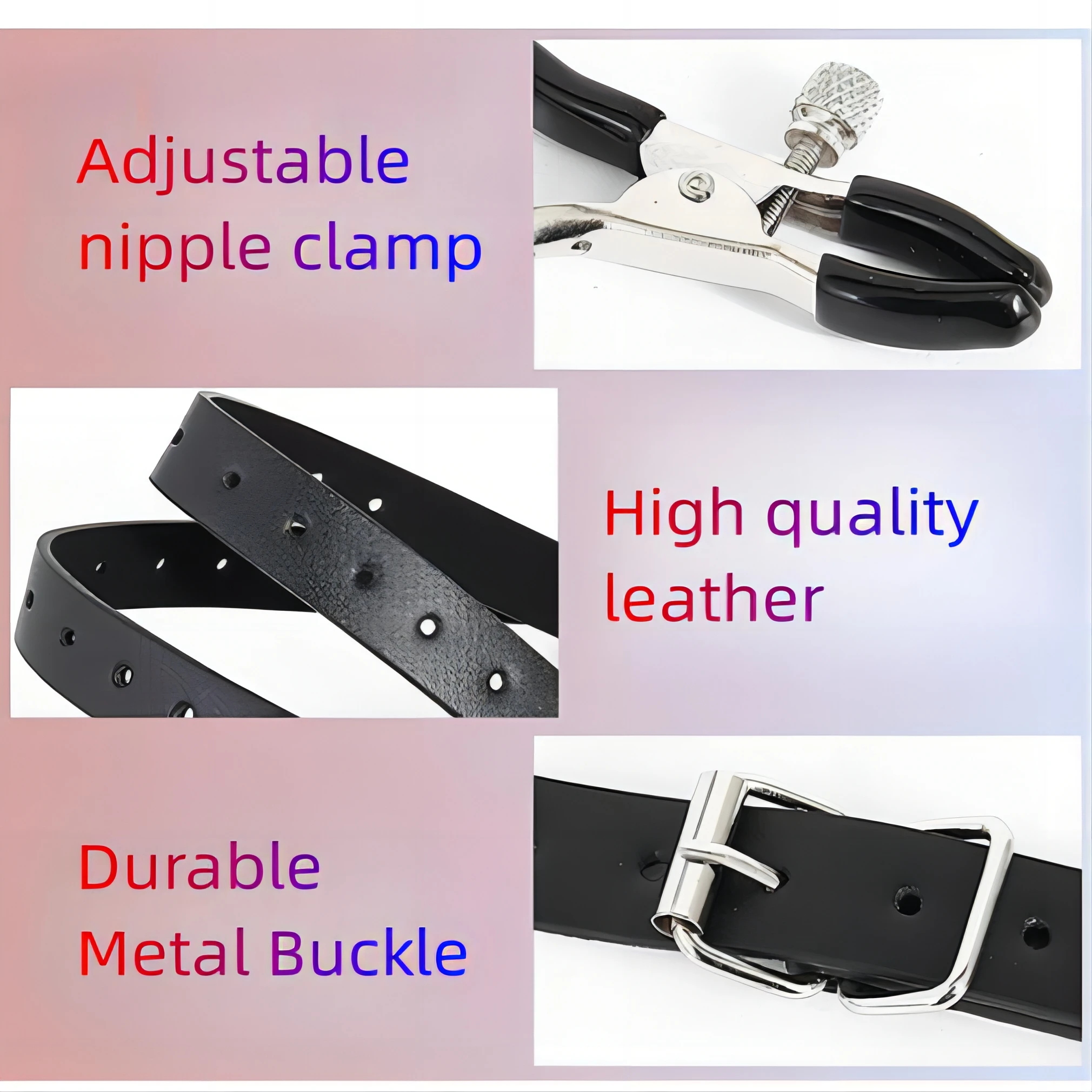 BDSM Bondage Restraint Wrap Around Thigh Spread Labia Spreader Straps With Vagina Clamps,Humiliation Play Nipple Clamps Roleplay