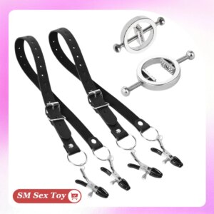 Stainless Steel Nipple Clamps Labia Spreader SM Sex Toy for Women Adjustable Nipple Clitoral Dual Stimulation Sex Restraint Game