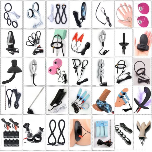 Bdsm Electro Shock Anal Butt Plug Sex Toys,Electric Penis Cock Ring Stimulator,Estim E stim Ball Stretcher Nipple Clamps