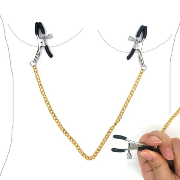 Stainless Steel Metal Chain Nipple Milk Clips Breast Clip Sex Slaves Nipple Clamps Sex Toys Butterfly Style For Couples