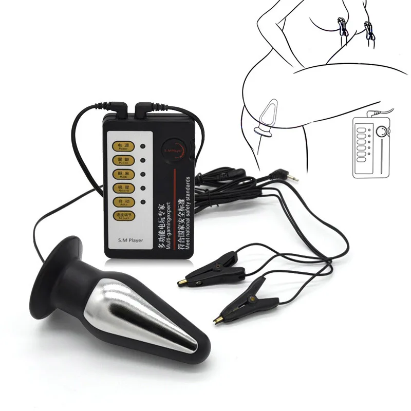 Electric Shock Anal Butt Plug BDSM Electric Stimulation Nipple Clamp Labia Clamp Prostate Massage Couple Sex Medical Themed Toy Electric Shock Anal Butt Plug BDSM Electric Stimulation Nipple Clamp Labia Clamp Prostate Massage Couple Sex Medical Themed Toy