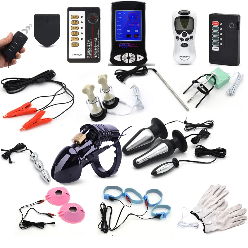 Electric Shock Penis Plug Rings Pulse Anal Plug Glove Stimulation Breast Pads Massage Nipple Clamp Cock Cage Sex Toys For Couple Electric Shock Penis Plug Rings Pulse Anal Plug Glove Stimulation Breast Pads Massage Nipple Clamp Cock Cage Sex Toys For Couple