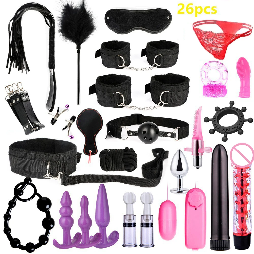 SexLove Set Kits Adults Sex Toys for Women Men Handcuffs Nipple Clamps Whip Spanking Sex Metal Anal Plug Vibrator Butt SexLove Set Kits Adults Sex Toys for Women Men Handcuffs Nipple Clamps Whip Spanking Sex Metal Anal Plug Vibrator Butt
