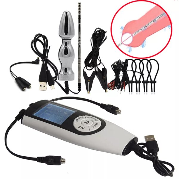 Strongest  EStim E-Stim Anal Plug Cock Ring Urethral Sound Dilator Pads,BDSM Electro Stimulation Medical Themed Host For Sex