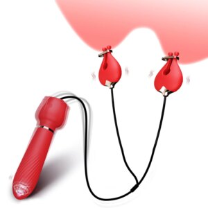 Chest Clips Vibrator for Women 2 in 1 Clitoris Stimulator Stick Dildo Nipple Clamps Ddsm Sex Toys for Couples Adult Unisex 18