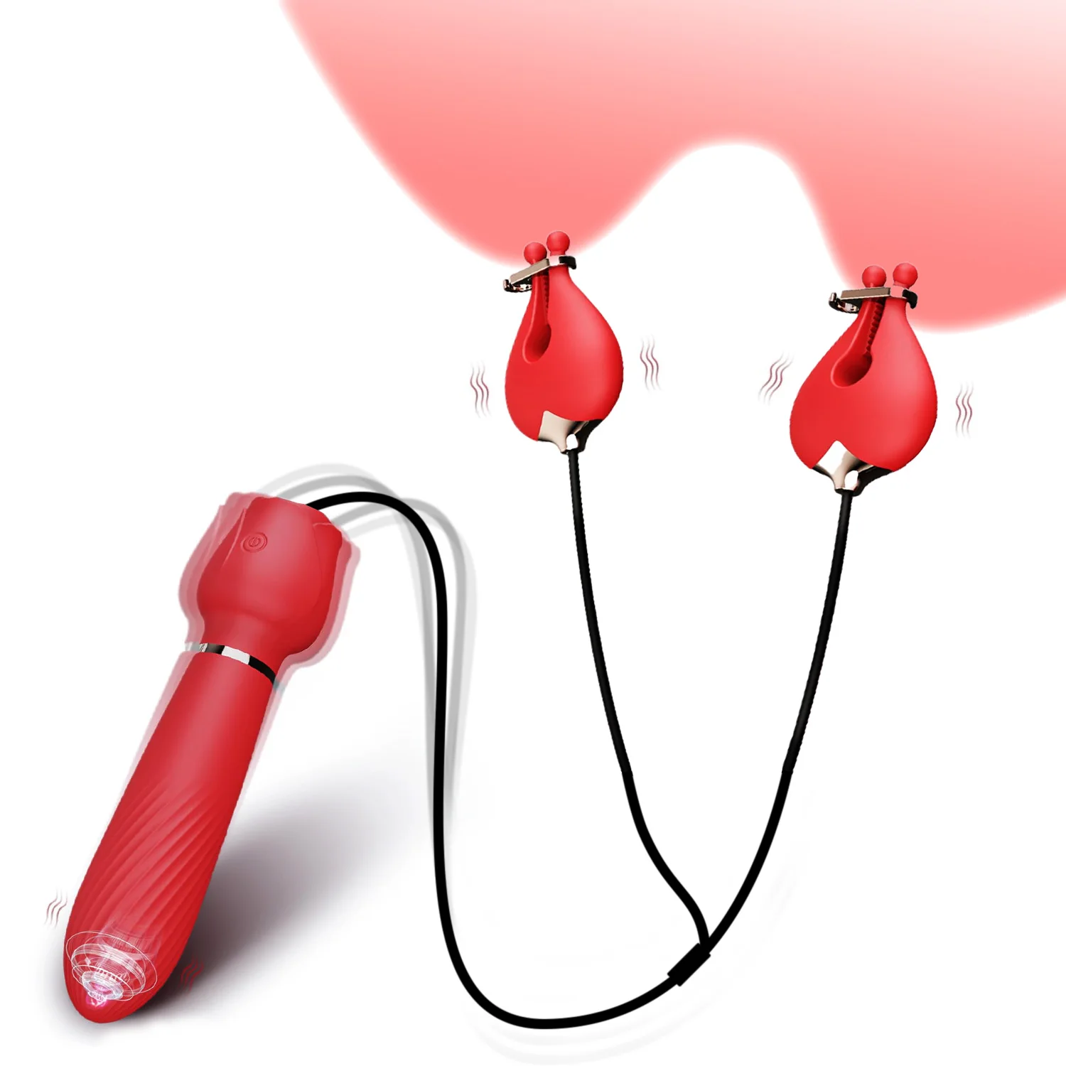 Chest Clips Vibrator for Women 2 in 1 Clitoris Stimulator Stick Dildo Nipple Clamps Ddsm Sex Toys for Couples Adult Unisex 18