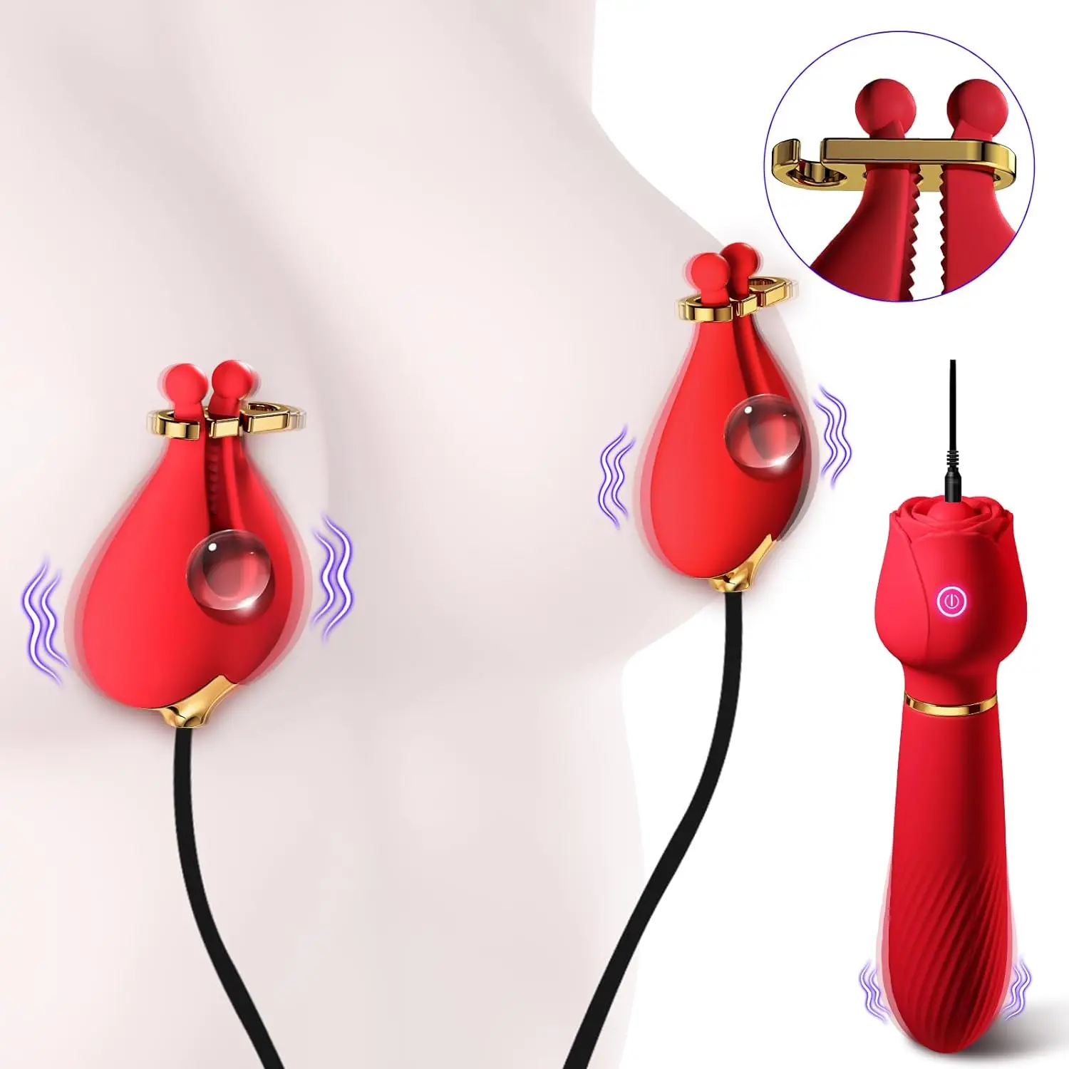Chest Clips Vibrator for Women 2 in 1 Clitoris Stimulator Stick Dildo Nipple Clamps Ddsm Sex Toys for Couples Adult Unisex 18 Chest Clips Vibrator for Women 2 in 1 Clitoris Stimulator Stick Dildo Nipple Clamps Ddsm Sex Toys for Couples Adult Unisex 18