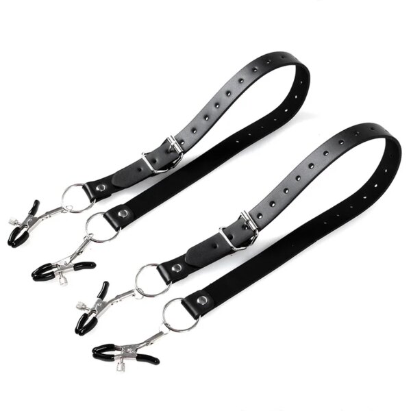 1 Pair Labia Spreader Belt BDSM Clitoris Clip Nipple Clamps Restraints Vagina Stimulator Adult Games Kit Vagina Peeping Toys