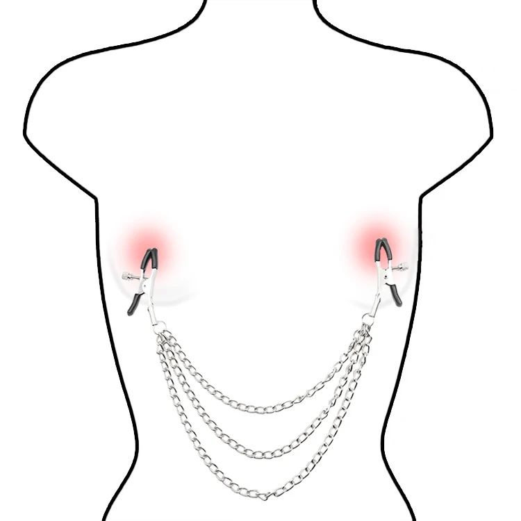 Metal Nipple Clamps with Chain Clips Flirting Teasing Sex Flirt Bondage Slave Bdsm Nipples Stimulation Fetish for Men Women Gay