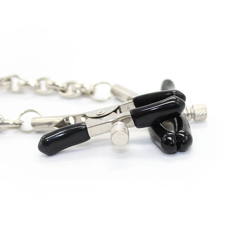 Metal Nipple Clamps with Chain Clips Flirting Teasing Sex Flirt Bondage Slave Bdsm Nipples Stimulation Fetish for Men Women Gay