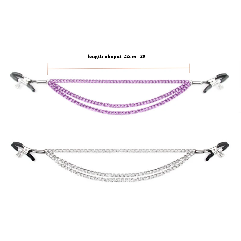 Metal Nipple Clamps with Chain Clips Flirting Teasing Sex Flirt Bondage Slave Bdsm Nipples Stimulation Fetish for Men Women Gay