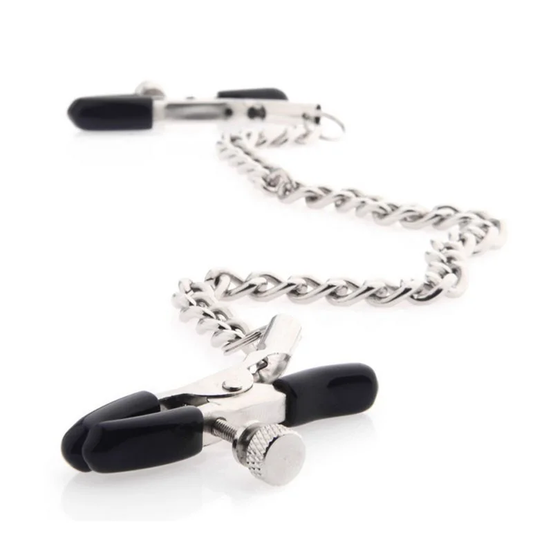 Metal Nipple Clamps with Chain Clips Flirting Teasing Sex Flirt Bondage Slave Bdsm Nipples Stimulation Fetish for Men Women Gay