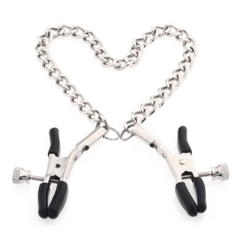 Metal Nipple Clamps with Chain Clips Flirting Teasing Sex Flirt Bondage Slave Bdsm Nipples Stimulation Fetish for Men Women Gay