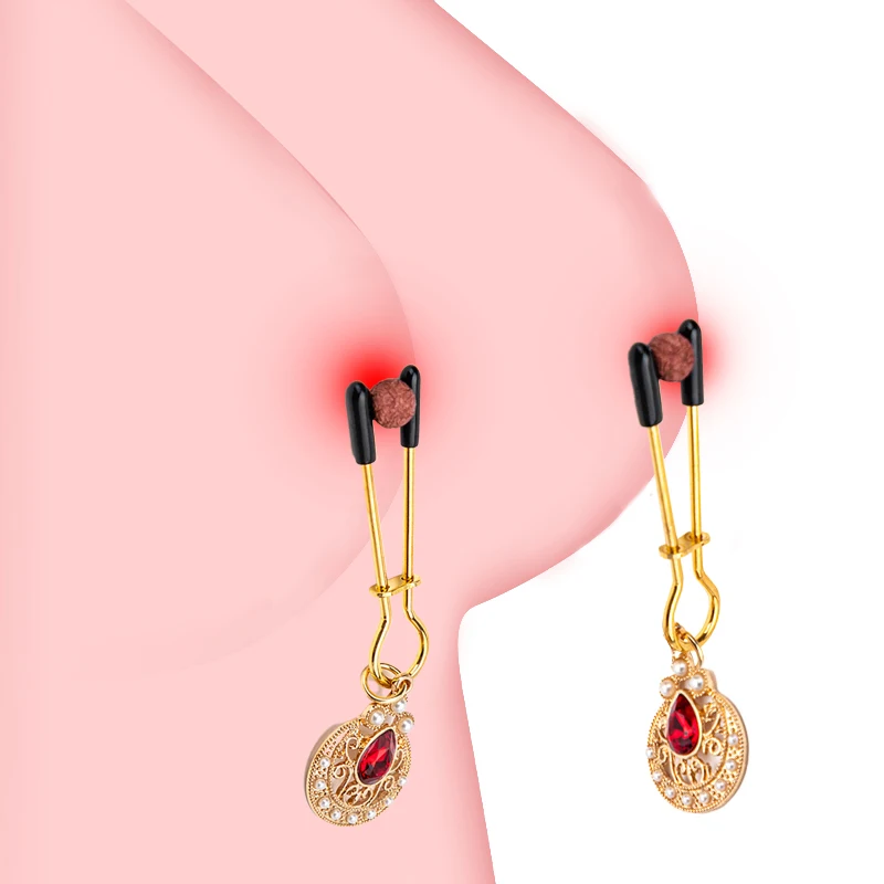 Metal Nipple Clamps with Chain Clips Flirting Teasing Sex Flirt Bondage Slave Bdsm Nipples Stimulation Fetish for Men Women Gay