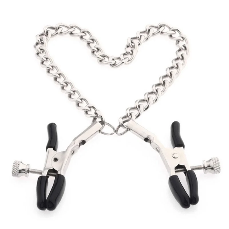 Metal Nipple Clamps with Chain Clips Flirting Teasing Sex Flirt Bondage Slave Bdsm Nipples Stimulation Fetish for Men Women Gay