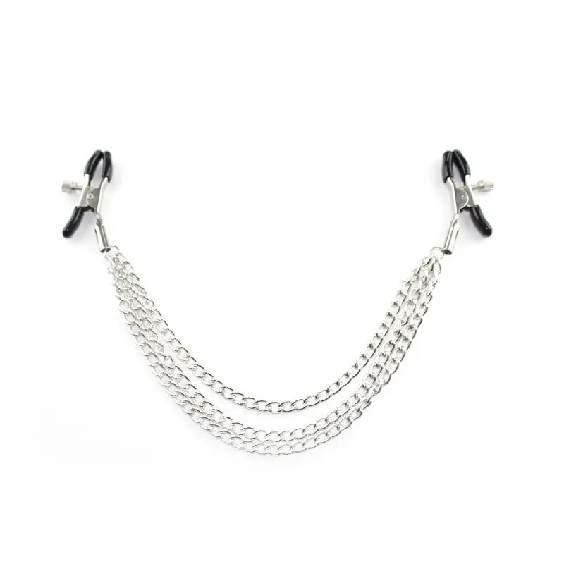 Metal Nipple Clamps with Chain Clips Flirting Teasing Sex Flirt Bondage Slave Bdsm Nipples Stimulation Fetish for Men Women Gay