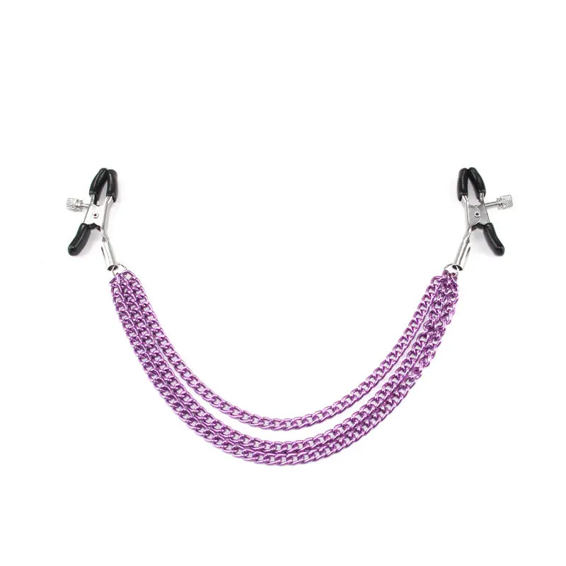 Metal Nipple Clamps with Chain Clips Flirting Teasing Sex Flirt Bondage Slave Bdsm Nipples Stimulation Fetish for Men Women Gay