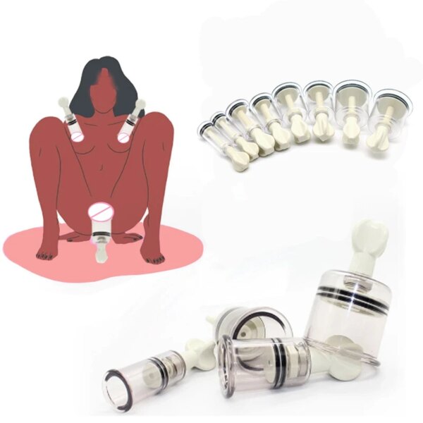BDSM Toy Set,Pussy Clit Nipple Sucker Clamps,Breast Enlargement Vacuum Pump G-spot Stimulate Adult Erotic Sex Toy For Women