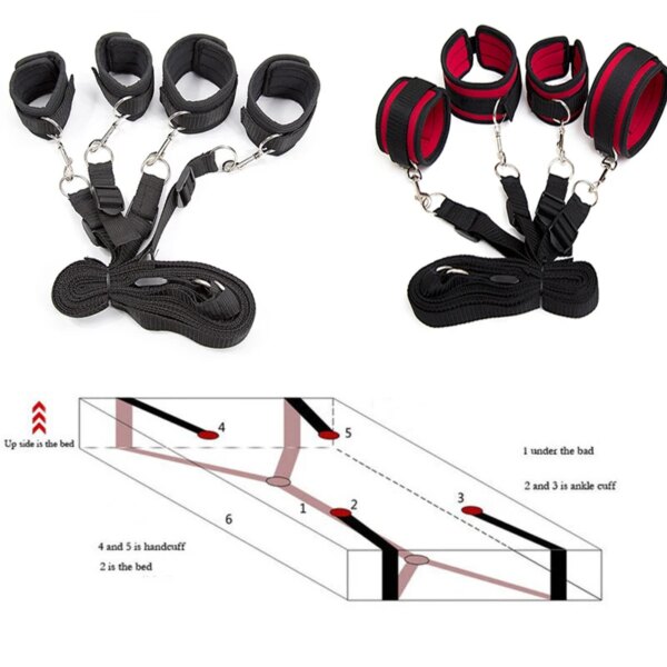 Bdsm Fetish Slave Sex Swing Couples Bed Wrist And Ankle Cuff Bondage Women Adjustable SM Handcuffs Adult Games Erotic Sex Toys