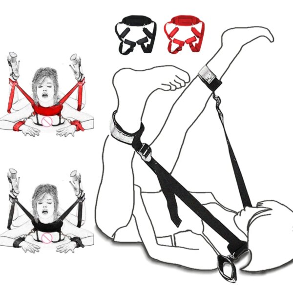 Sex Toys For Couples Self Bandage Restraints Belt BDSM Sets Shoulder Sex Swing Leg Spreader Rope SM Slave Harness Adult Game