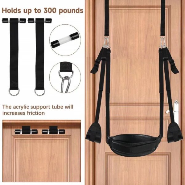 BDSM Bondage Door Sex Swing with Seat, Adjustable Straps Door Restraints Things Adult Sex Toys for Couples,Holds Up To 300lbs
