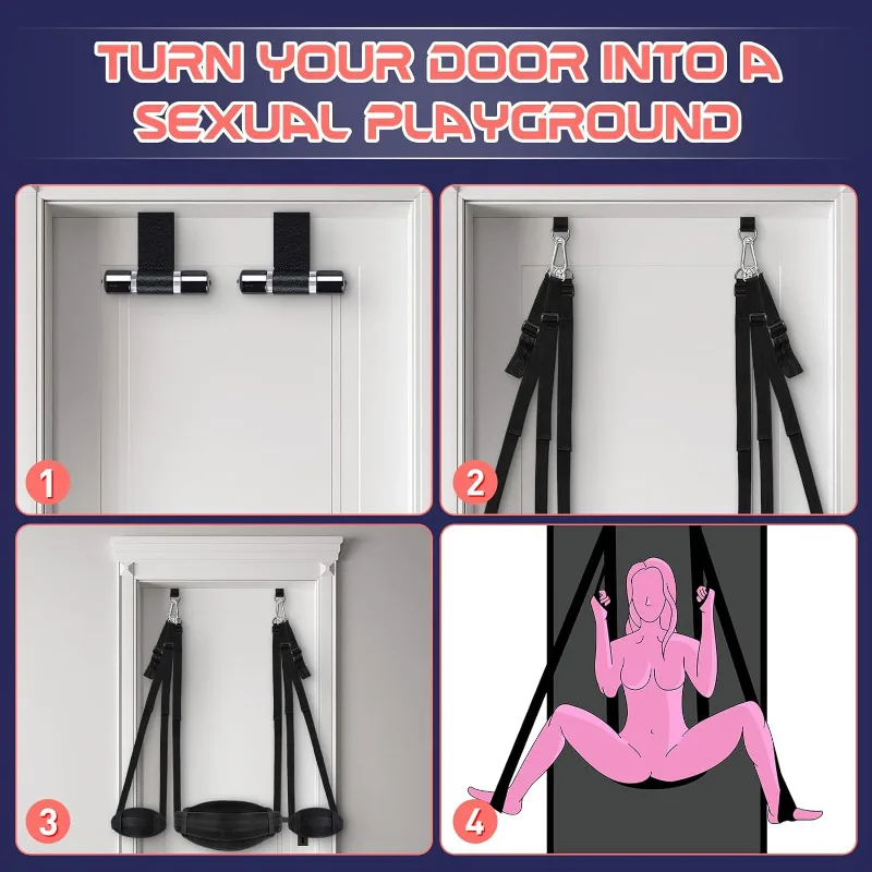 BDSM Bondage Door Sex Swing with Seat, Adjustable Straps Door Restraints Things Adult Sex Toys for Couples,Holds Up To 300lbs