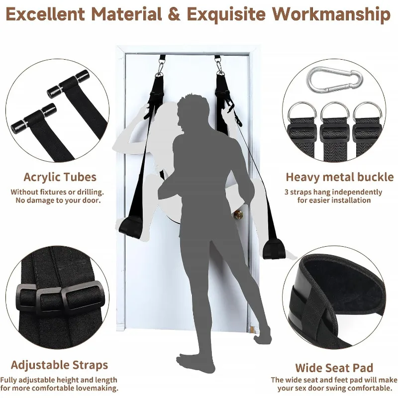BDSM Bondage Door Sex Swing with Seat, Adjustable Straps Door Restraints Things Adult Sex Toys for Couples,Holds Up To 300lbs