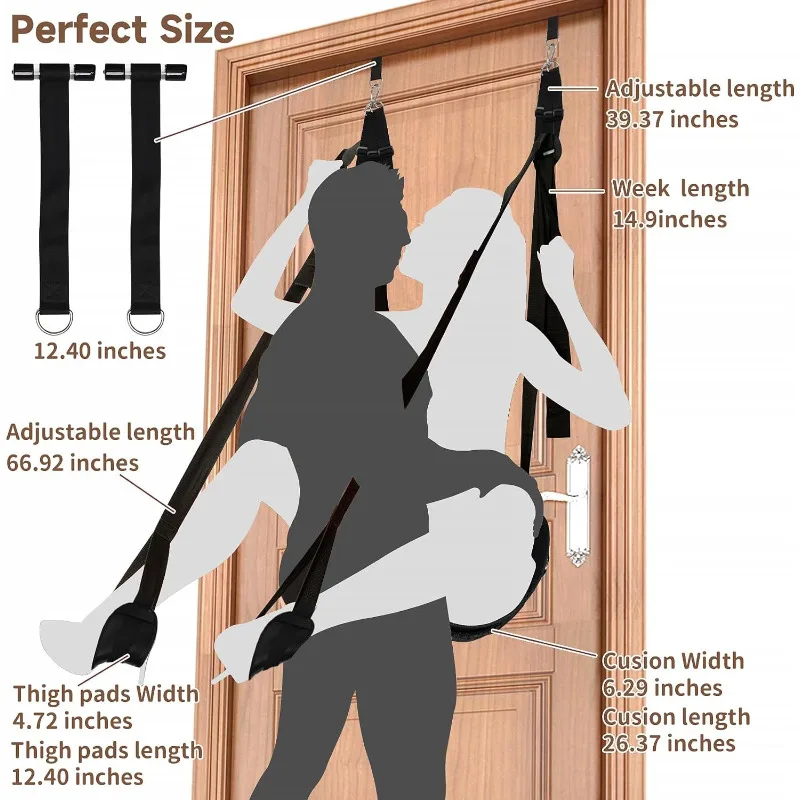 BDSM Bondage Door Sex Swing with Seat, Adjustable Straps Door Restraints Things Adult Sex Toys for Couples,Holds Up To 300lbs