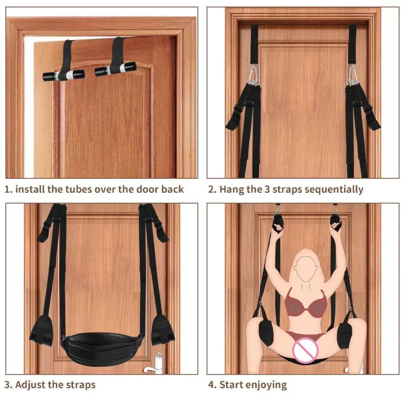 BDSM Bondage Door Sex Swing with Seat, Adjustable Straps Door Restraints Things Adult Sex Toys for Couples,Holds Up To 300lbs