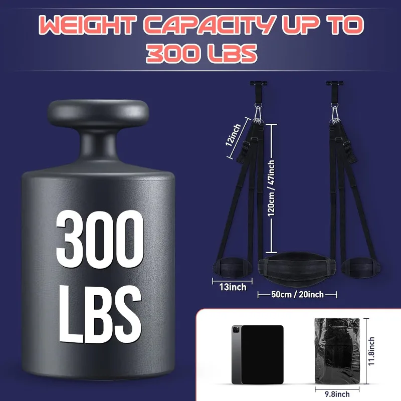 BDSM Bondage Door Sex Swing with Seat, Adjustable Straps Door Restraints Things Adult Sex Toys for Couples,Holds Up To 300lbs