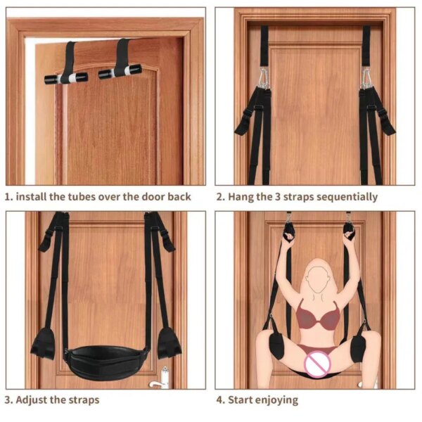 BDSM Bondage Door Sex Swing with Seat, Adjustable Straps Door Restraints Things Adult Sex Toys for Couples,Holds Up To 300lbs