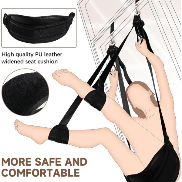 BDSM Bondage Door Sex Swing with Seat, Adjustable Straps Door Restraints Things Adult Sex Toys for Couples,Holds Up To 300lbs