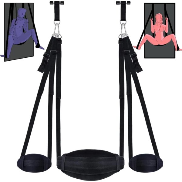 BDSM Bondage Door Sex Swing with Seat, Adjustable Straps Door Restraints Things Adult Sex Toys for Couples,Holds Up To 300lbs
