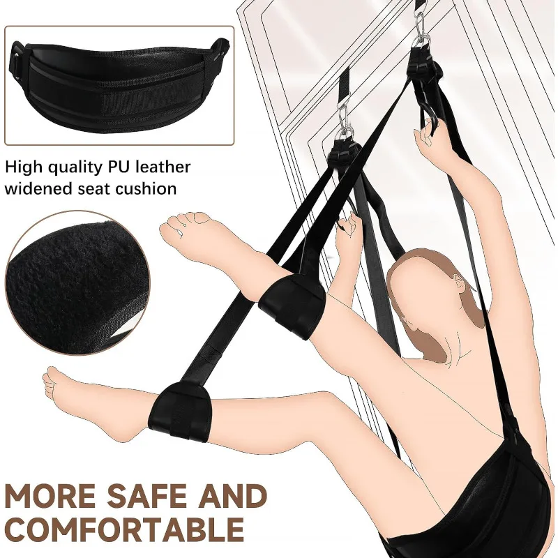 BDSM Bondage Door Sex Swing with Seat, Adjustable Straps Door Restraints Things Adult Sex Toys for Couples,Holds Up To 300lbs