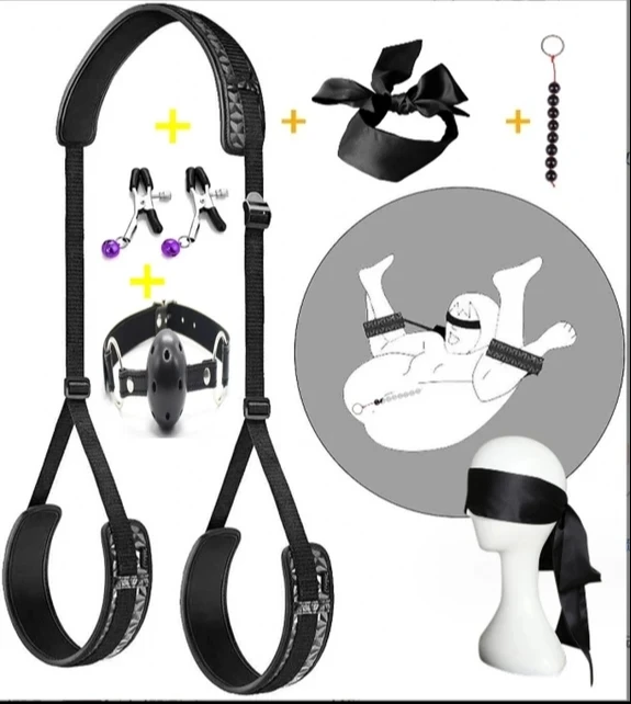 Sex SM Adult Products Diamond Pattern M Leg Strap Manufacturer Direct Sales Fun Split Strap Red and Black Binding