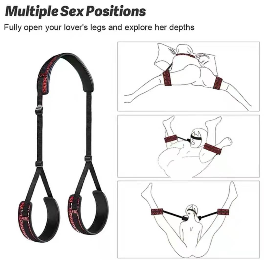 Sex SM Adult Products Diamond Pattern M Leg Strap Manufacturer Direct Sales Fun Split Strap Red and Black Binding
