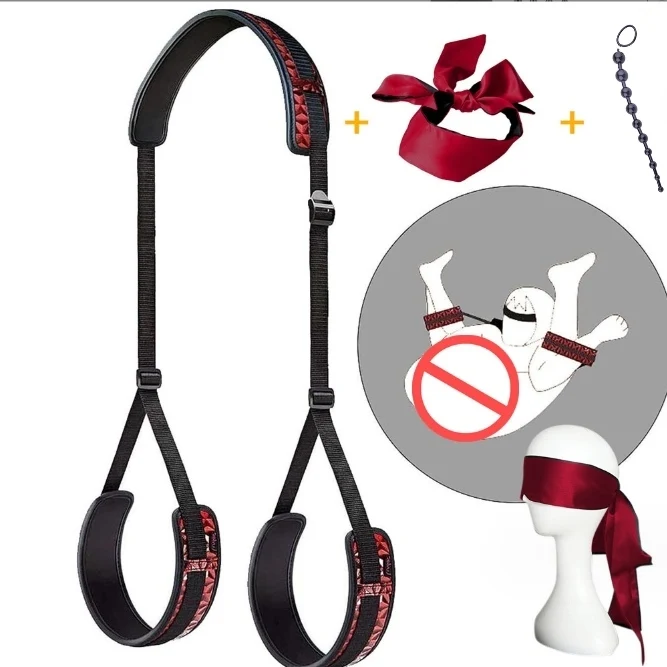 Sex SM Adult Products Diamond Pattern M Leg Strap Manufacturer Direct Sales Fun Split Strap Red and Black Binding