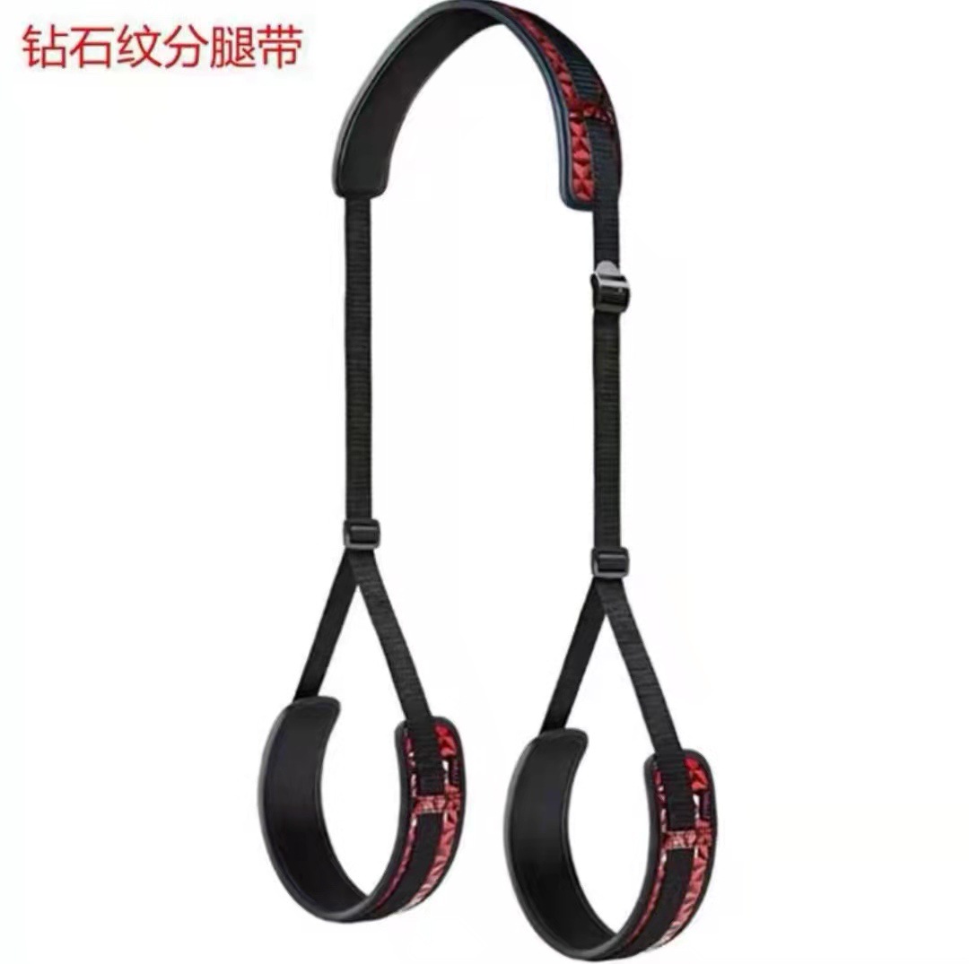 Sex SM Adult Products Diamond Pattern M Leg Strap Manufacturer Direct Sales Fun Split Strap Red and Black Binding