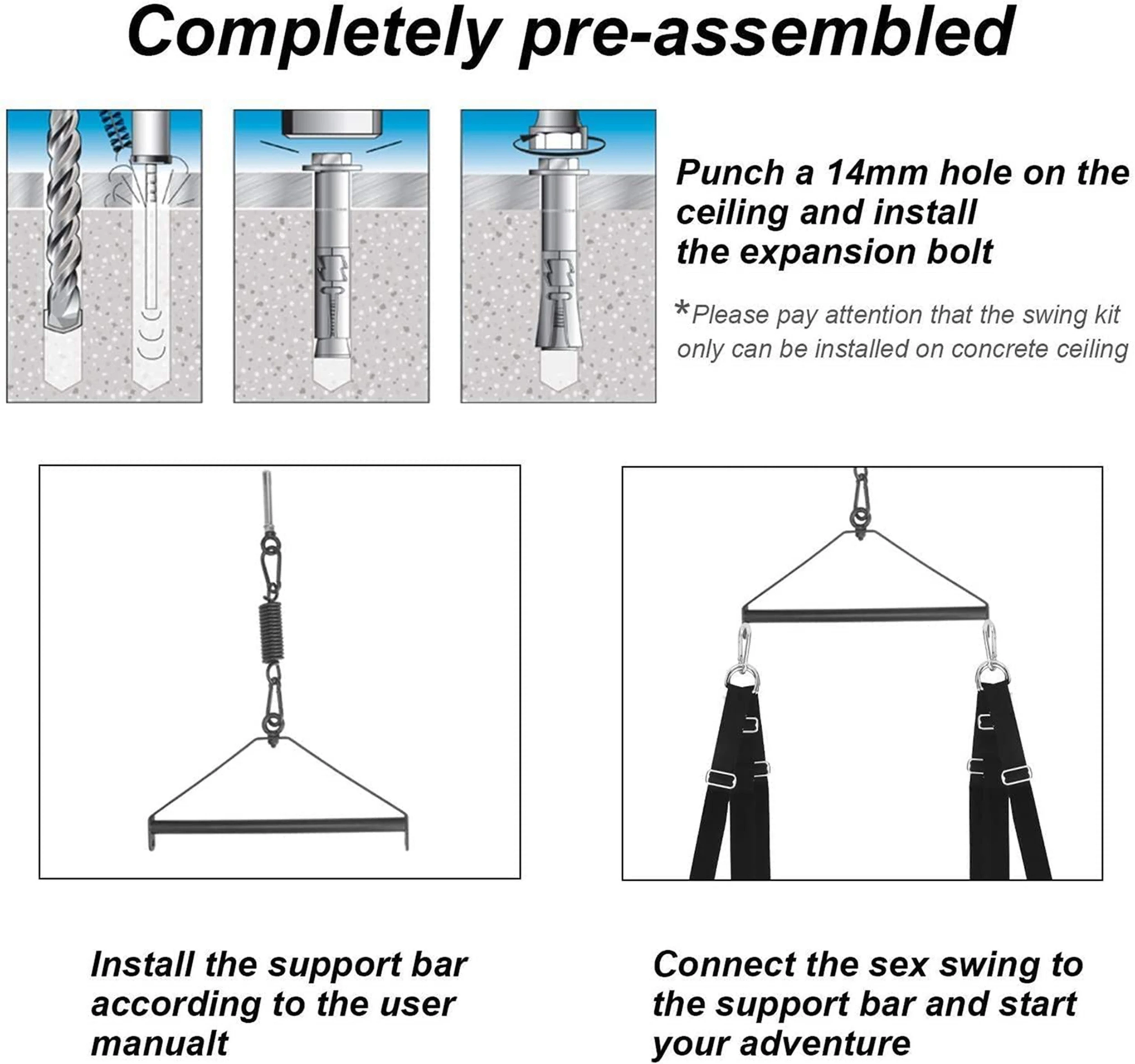 Sex Swing Ceiling Adult Sex Furniture with Seat Adjustable BDSM Erotic Love Hanging Heavy Duty Sex Toys for Couples Door Swings