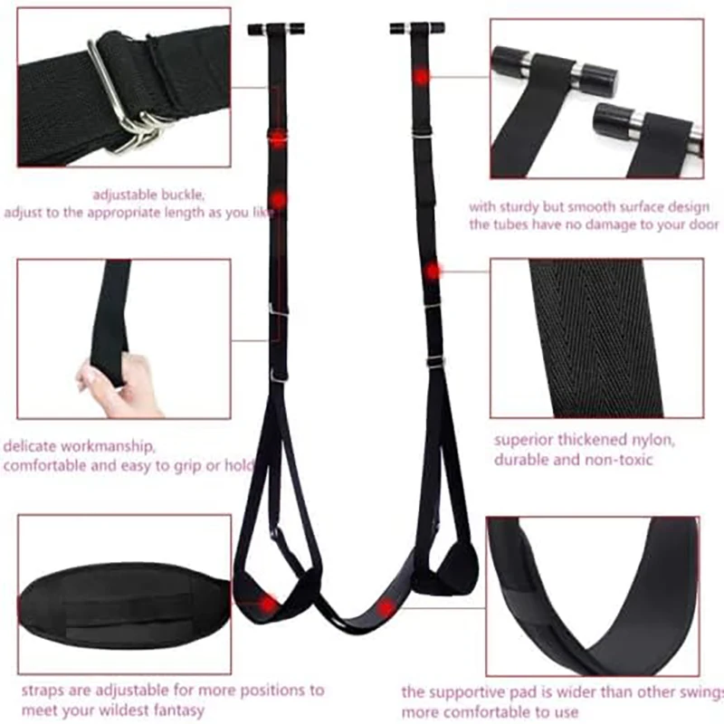 BDSM Hanging Indoor Sex Swing Bondage Restraint Toy for Adult Couple with Premium Paint Stand and Widened Thick Adjustable Strap