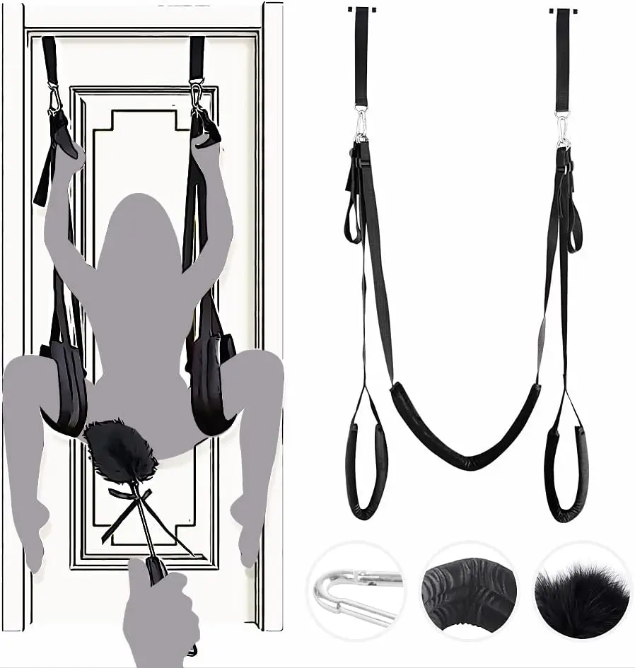 BDSM Hanging Indoor Sex Swing Bondage Restraint Toy for Adult Couple with Premium Paint Stand and Widened Thick Adjustable Strap