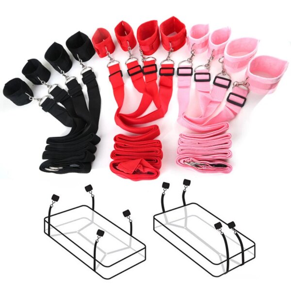 BDSM Bed Strap Bondage Alternative Binding on The Bed with Plush Binding Sex Toys,Flirting Handcuffs Footcuffs,Sm Self Bondage